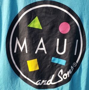 Maui and Sons Cookie Logo Repro 1980S Teal Graphic Tee Shirt Medium